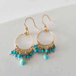 Gold Vermeil Petite Turquoise Hoop Earrings
